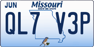 MO license plate QL7V3P