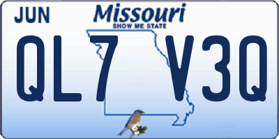MO license plate QL7V3Q