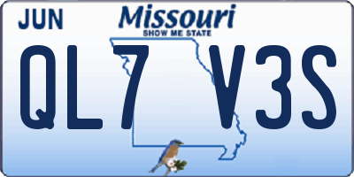 MO license plate QL7V3S