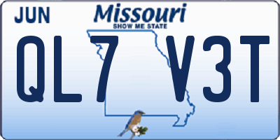 MO license plate QL7V3T