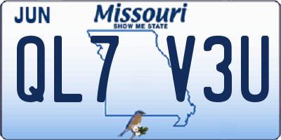 MO license plate QL7V3U