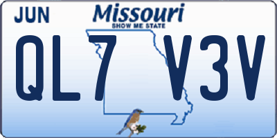 MO license plate QL7V3V