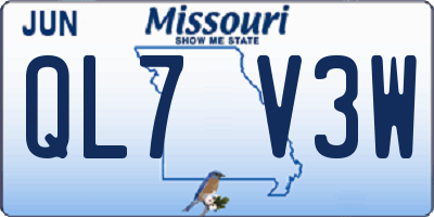 MO license plate QL7V3W