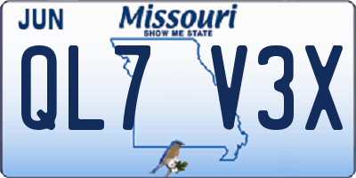 MO license plate QL7V3X