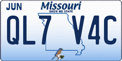 MO license plate QL7V4C