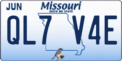 MO license plate QL7V4E