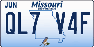 MO license plate QL7V4F