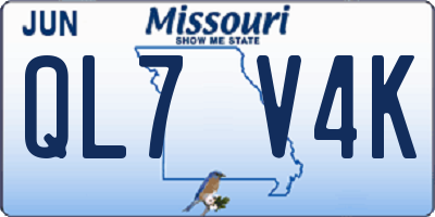 MO license plate QL7V4K