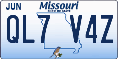 MO license plate QL7V4Z