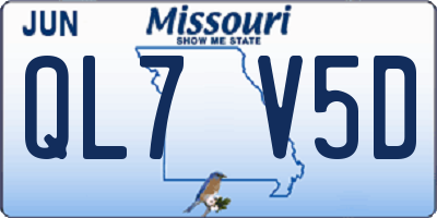 MO license plate QL7V5D
