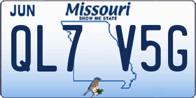MO license plate QL7V5G