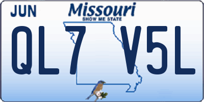 MO license plate QL7V5L