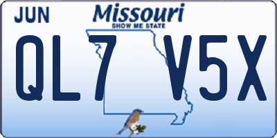 MO license plate QL7V5X
