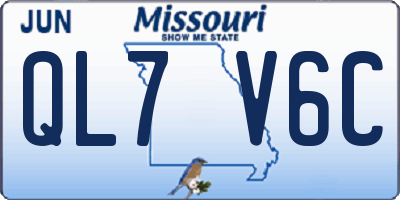 MO license plate QL7V6C