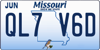 MO license plate QL7V6D