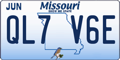 MO license plate QL7V6E