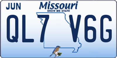 MO license plate QL7V6G