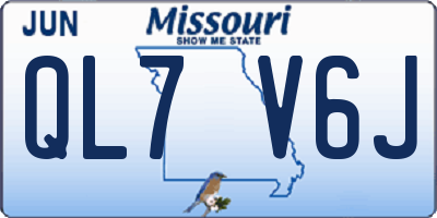 MO license plate QL7V6J
