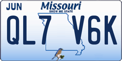 MO license plate QL7V6K