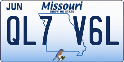 MO license plate QL7V6L