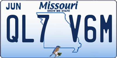 MO license plate QL7V6M