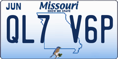 MO license plate QL7V6P