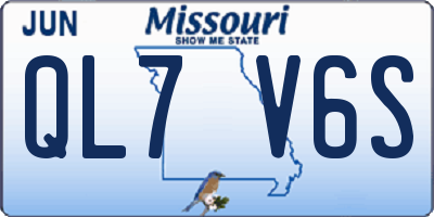MO license plate QL7V6S