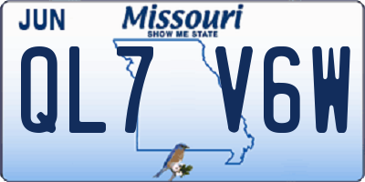MO license plate QL7V6W