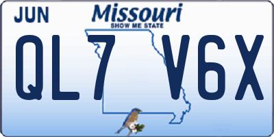 MO license plate QL7V6X