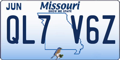 MO license plate QL7V6Z