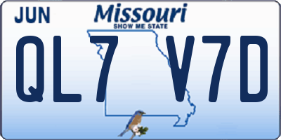MO license plate QL7V7D