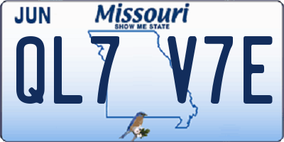 MO license plate QL7V7E