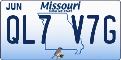 MO license plate QL7V7G
