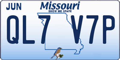 MO license plate QL7V7P