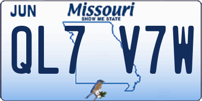 MO license plate QL7V7W