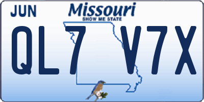 MO license plate QL7V7X