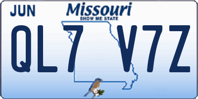 MO license plate QL7V7Z