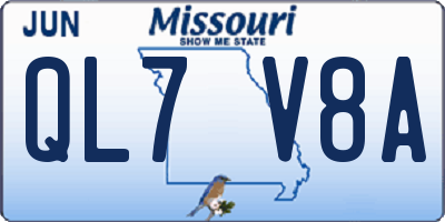 MO license plate QL7V8A