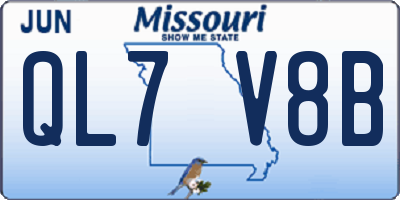MO license plate QL7V8B