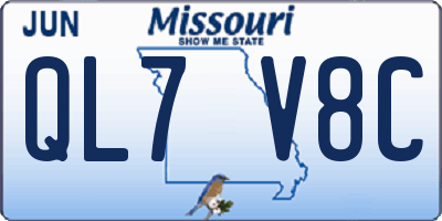 MO license plate QL7V8C