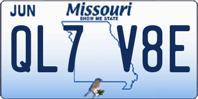 MO license plate QL7V8E