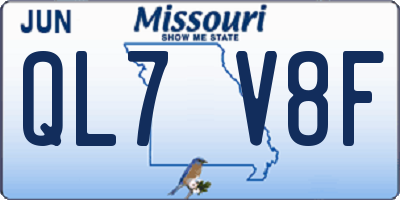 MO license plate QL7V8F