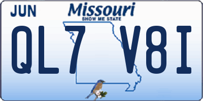MO license plate QL7V8I