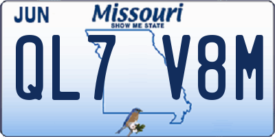 MO license plate QL7V8M