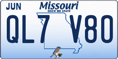 MO license plate QL7V8O