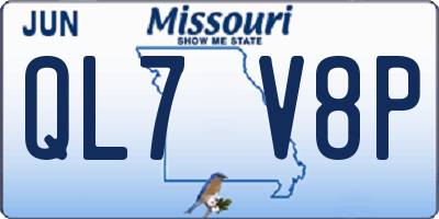MO license plate QL7V8P