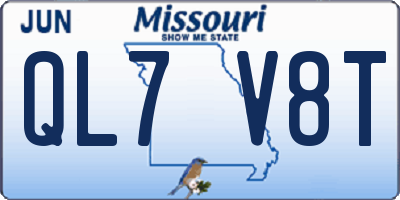 MO license plate QL7V8T