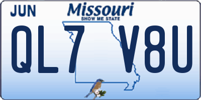 MO license plate QL7V8U