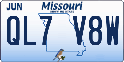 MO license plate QL7V8W