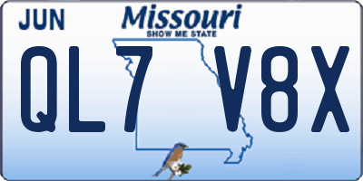 MO license plate QL7V8X